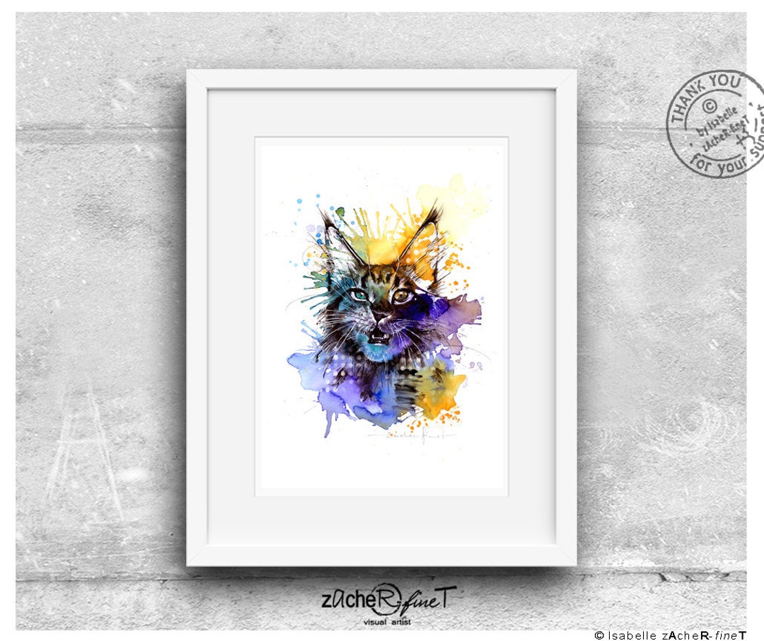 Cat Art Print - Watercolor Cat - Cat Wall Art : Gift for Catlovers ...