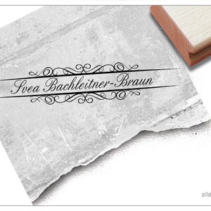 Individueller Namensstempel NOSTALGIE CHIC I, edler Shabby-Look personalisiert mit Namen, Holzstempel, Geschenk zum Geburtstag Bild 1