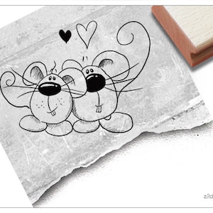 Stempel Tierstempel Verliebte MÄUSE - Kinderstempel, Geschenk für Kinder, Kita, Schule, Einschulung, Basteln, Valentinstag, Hochzeit, Deko