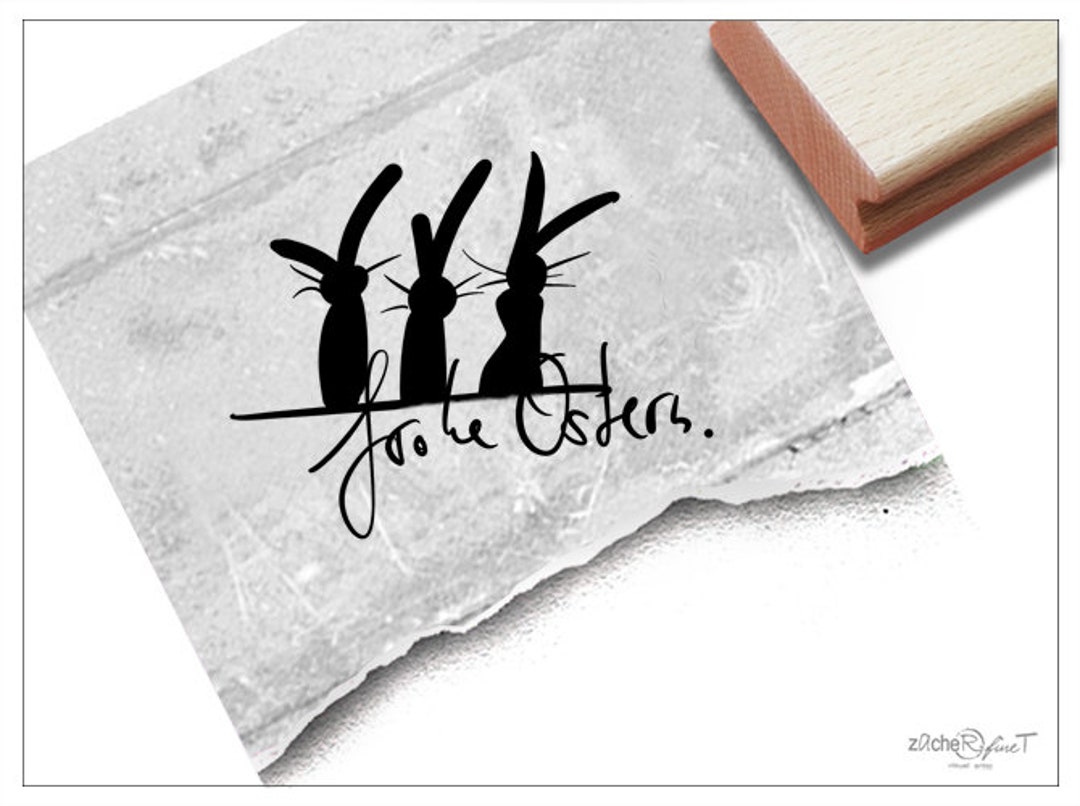 Handgefertigter Osterstempel 'Hase Auf Blume' Von ZAcheR-fineT | Tierstempel Zum Basteln, Für Karten & Scrapbooking