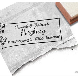 Timbro indirizzo personalizzato DUE CUORI - timbro indirizzo, timbro famiglia, regalo individuale, timbro matrimonio