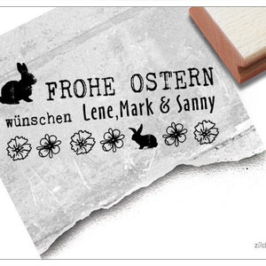 Stempel Individueller Osterstempel FROHE OSTERN wünschen... Textstempel personalisiert mit Namen Karten, Geschenkanhänger, Osterdeko Bild 1