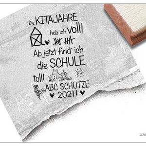 Stempel XL mit Spruch Kitajahre... - Textstempel zur Einschulung, für Einladungen, Deko zum Schulanfang, Kita, Schule, Geschenk für Kinder
