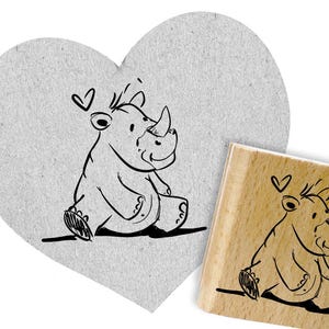 Carimbo RHINO com CORAÇÃO - carimbo com motivo fofo para cartões postais, para colorir, como presente