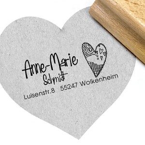 Timbro indirizzo personalizzato CUORE DECORATO II - Timbro indirizzo, timbro famiglia, timbro in legno o timbro automatico, regalo personalizzato