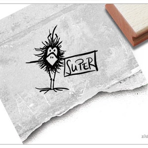 Stempel Lehrerstempel Super mit Rabe - Lob zur Motivation der Kinder, Belohnung, Belobigung, für Kita und Schule, Geschenk für Kinder