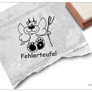 Stempel lerarenstempel met foutenduivel - stempel voor leraren, fouten, kritiek om kinderen te motiveren, beloning, complimenten, schoolstempel