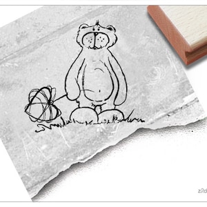 Stempel Tierstempel BÄR mit Herz - Kinderstempel, Geschenk für Kinder, Kita, Kinderzimmer, Schule, Geburtstag, Einschulung, Basteln