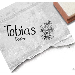Carimbo individual com nome palhaço - carimbo personalizado com nome, carimbo de madeira ou carimbo automático, presente para crianças, creche e escola