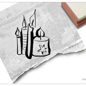 Stempel Weihnachtsstempel Kerzen - Motivstempel zu Weihnachten, für Karten u. Geschenkanhänger, Basteln, Weihnachtsdeko, Tischdeko, Geschenk