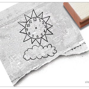 Stempel Uhrenstempel Uhrlernstempel Uhrlern Spiel Stempel Lehrmittel Uhr  - Lehrerstempel - Schulstart - Motivstempel SONNE - zAcheR-fineT