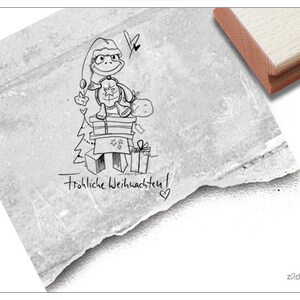 Stempel Weihnachststempel Fröhliche Weihnachten! mit Schildkröte - Textstempel für Karten und Geschenkanhänger, Basteln und Weihnachtsdeko