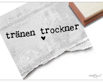 Stempel Textstempel TRÄNEN-TROCKNER - Typostempel, Taschentuch-Stempel für die Freudentränen zur Hochzeit, Karten, Gastgeschenke, Tischdeko