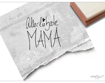 Stempel Allerliebste Mama - Textstempel zum Muttertag, für Glückwünsche, Karten und Geschenkanhänger, Deko, Muttertagsgeschenk, Scrapbook