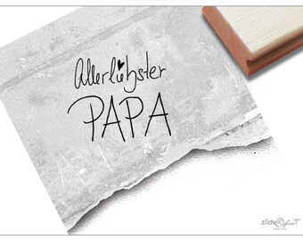 Stempel Allerliebster Papa - Textstempel zum Vatertag, Daddy, für Glückwünsche, Karten, Geschenkanhänger, Deko, Vatertagsgeschenk, Scrapbook