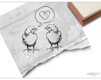 Stamp Easter stamp CHICKS IN LOVE with heart animal stamp for Easter, Easter greetings, cards, gift tags, gift, Easter decorations, scrapbook