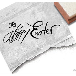 Stempel Happy Easter - Osterstempel in Handschrift, Textstempel zu Ostern, für Karten und Geschenkanhänger, Osterdeko, Tischdeko, Scrapbook