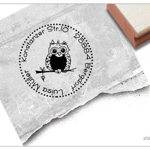 Timbro per indirizzo personalizzato GUFO come timbro postale - timbro per indirizzo, timbro per famiglia, timbro in legno personalizzato, regalo per bambini