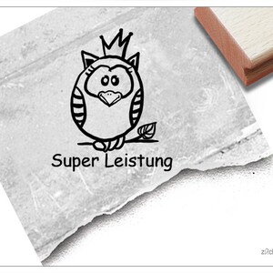 Stempel Lehrerstempel Eule I, Super Leistung - Lob zur Motivation der Kinder, Belohnung, Belobigung, Kita und Schule, Geschenk für Kinder