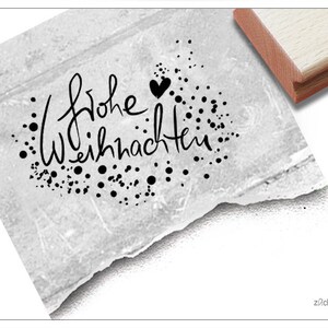 Stempel Weihnachtsstempel Frohe Weihnachten mit Konfetti - Textstempel für Karten und Geschenkanhänger, Weihnachtsdeko, Tischdeko, Scrapbook