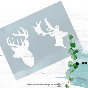 Vielseitige Schablone - Elch und Hirsch - Tierschablone für Textilgestaltung, Malerei und Airbrush, Tierdeko, Backen Dekor - DIN A6 bis A3