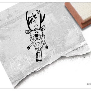 Timbro Timbro natalizio piccola renna - Timbro animale per Natale, per cartoline, etichette regalo, decorazioni natalizie, decorazioni da tavola, album di ritagli