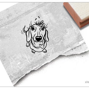 Stempel Dackel Hündin - Motivstempel mit Dachshund - Tierstempel mit Hund, Teckel, Dackelstempel - für Basteln und Deko, Scrapbook, Geschenk