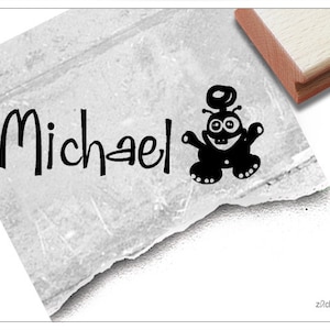 Timbro con nome individuale MONSTER, timbro per bambini personalizzato con nome, timbro in legno o timbro automatico, regalo per bambini