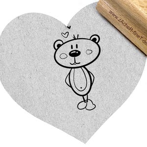 STEMPEL Kleine BEER met HART - motief stempel, kinderstempel, cadeau voor schoolinschrijving en voor de kinderopvang, ontwerp van zAcheR-fineT