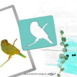 SCHABLONE SELBSTKLEBEND wiederverwendbar - Vogelsilhouette SPATZ auf dem Ast- Tierschablone