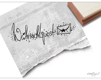 Stempel Weihnachtspost mit Briefumschlag - Textstempel zu Weihnachten, für Weihnachtsgrüße, Geschenkanhänger, Weihnachtsdeko und Scrapbook