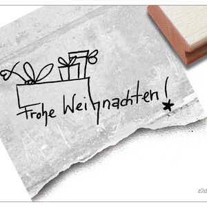 Stempel Weihnachtsstempel FROHE WEIHNACHTEN! Handschrift mit Zeichnung - Textstempel, Karten, Geschenkanhänger, Geschenk, Weihnachtsdeko