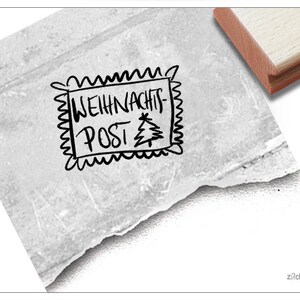 Stempel Kerststempel Kerstpost met dennenboom, postzegel - tekststempel voor Kerstmis, voor kaarten en brieven, cadeaukaartjes, decoratie