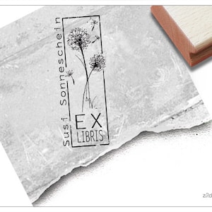 Timbro individuale Ex Libris personalizzato con denti di leone - timbro per libri con nome, timbro in legno o timbro automatico, regalo di compleanno