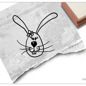 Timbro timbro pasquale CONIGLIETTO con fiore - timbro animale per Pasqua, auguri di Pasqua, cartoline, etichette regalo, regalo per bambini, decorazioni pasquali