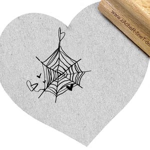 Stempel Spinnennetz mit Herz Halloween - Kinderstempel /Motivstempel  für Kita, Kinderzimmer und Schule, Basteln, Scrapbooking