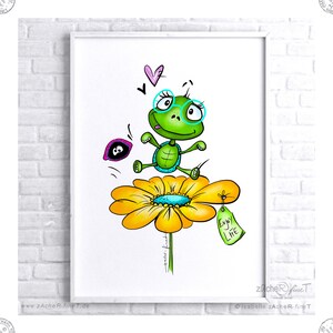 Póster/póster infantil tortuga "Disfruta de la vida" para habitaciones infantiles, salones. Varios tamaños - se pueden PERSONALIZAR.
