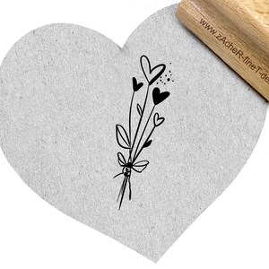 STEMPEL Strauß HERZEN mit SCHLEIFE - Motivstempel, für Karten, zur Hochzeit, Valentinstag, Muttertag, Etiketten, Design von zAcheR-fineT