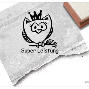 Stempel Lehrerstempel Eule II, Super Leistung - Lob zur Motivation der Kinder, Belohnung, Belobigung, Kita und Schule, Geschenk für Kinder