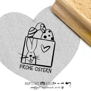 SELLO de Pascua - Felices Pascuas con HASEN - sello con motivo de conejo de Pascua para tarjetas de Pascua y etiquetas de regalo de zAcheR-fineT