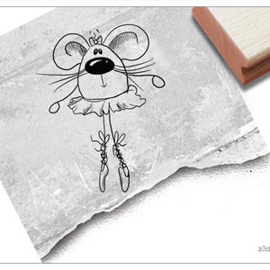 Stempel Tierstempel Tanz-MAUS Ballerina - Kinderstempel, Geschenk für Kinder, Kita, Kinderzimmer, Schule, Geburtstag, Einschulung, Basteln