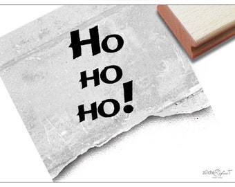 Christmas Stamp - rubber stamp with HO HO HO! - Text stamp for card making, as gift or for decorating christmas tags, christmas present