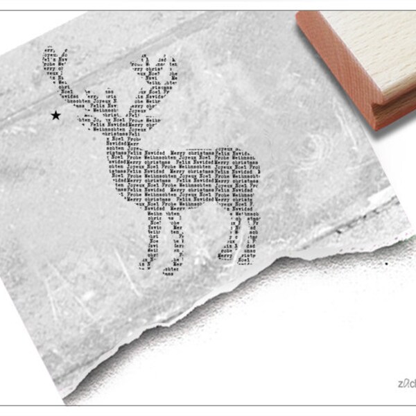 Stempel Weihnachtsstempel - Typo HIRSCH - Tierstempel / Bildstempel zu Weihnachten, Karten, Geschenkanhänger, Geschenk, Weihnachtsdeko