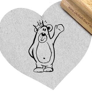 Stempel LUSTIGER BÄR mit Krone - Motivstempel, Kinderstempel, für Servietten, Karten, Anhänger, Tischdeko, Scrapbook