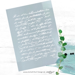Vielseitige Schablone - Alte Handschrift - für Textilgestaltung, Malerei und Backen, für Hobby und Beruf - DIN A4 o DIN A3 -