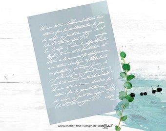Versatile stencil - Old Handwriting - for textile design, painting and baking, for hobby and work - DIN A4 or DIN A3 -