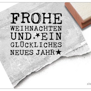 Stempel Weihnachtsstempel - Frohe Weihnachten und ein glückliches neues Jahr - Textstempel, Karten, Geschenkanhänger, Geschenk, Deko