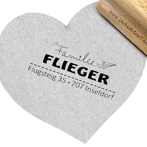 Adressstempel personalisiert PAPIERFLIEGER - Adress Stempel, Familienstempel, Holzstempel o. Automatikstempel individualisiert, Geschenk