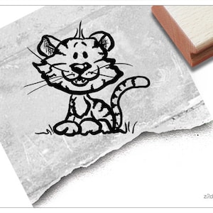 Stempel Tierstempel TIGER-Baby - Kinderstempel, Raubtier, Geschenk für Kinder, Kita, Kinderzimmer, Schule, Geburtstag, Einschulung, Basteln