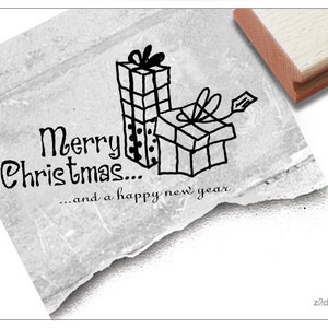 Timbro Timbro natalizio BUON NATALE... e felice anno nuovo - timbro con testo per Natale, cartoline, etichette regalo, regali, decorazioni